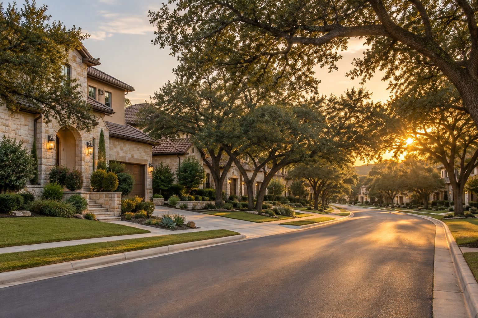 A quiet San Antonio area residential street, illustrative