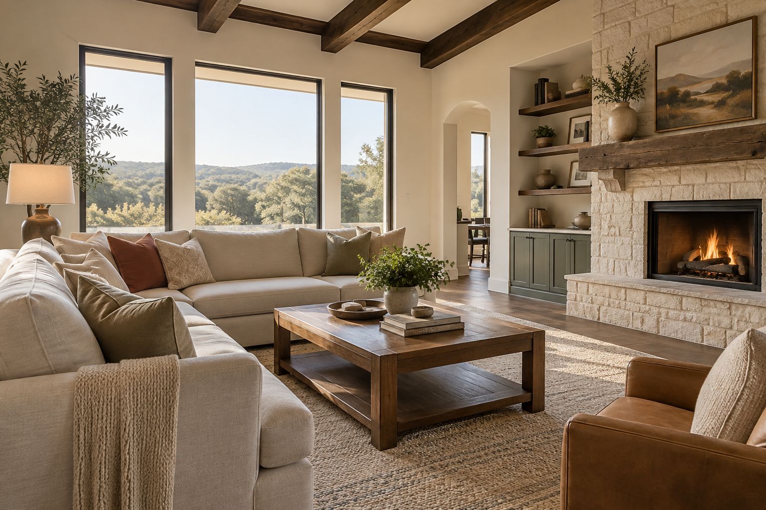 A cozy San Antonio area living room, illustrative